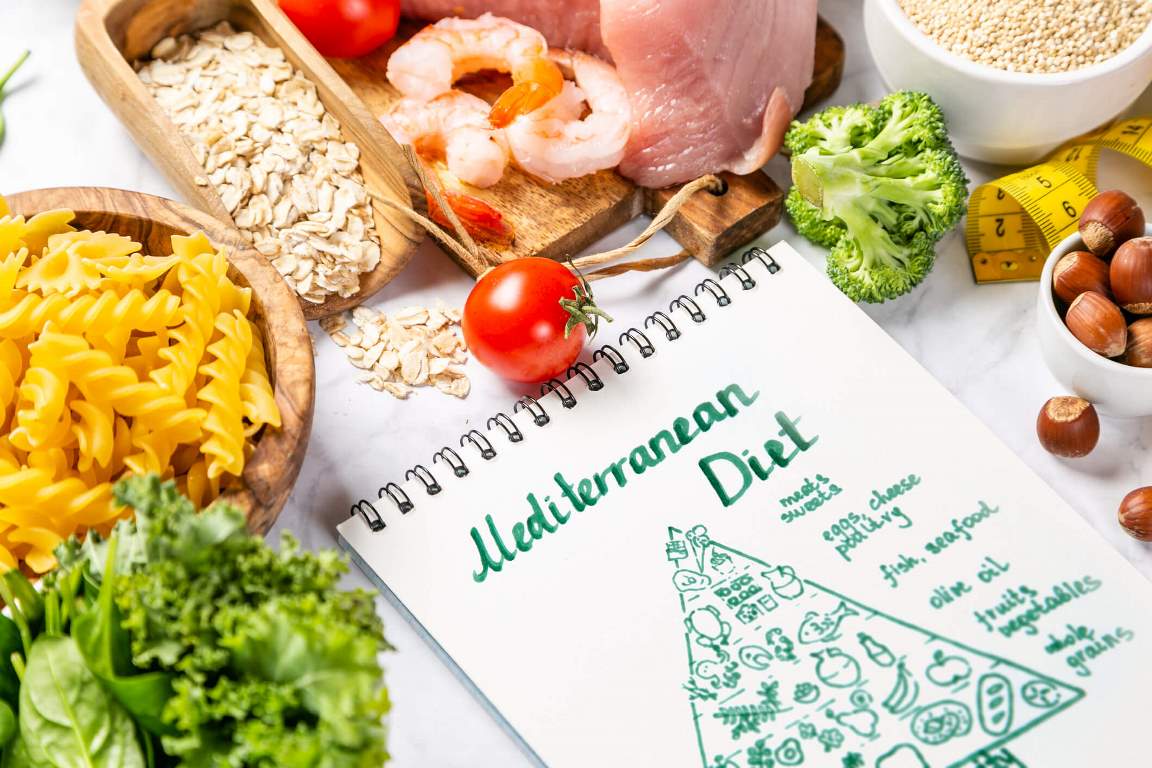 Mediterranean diet - meat, fish, fruits and vegetables