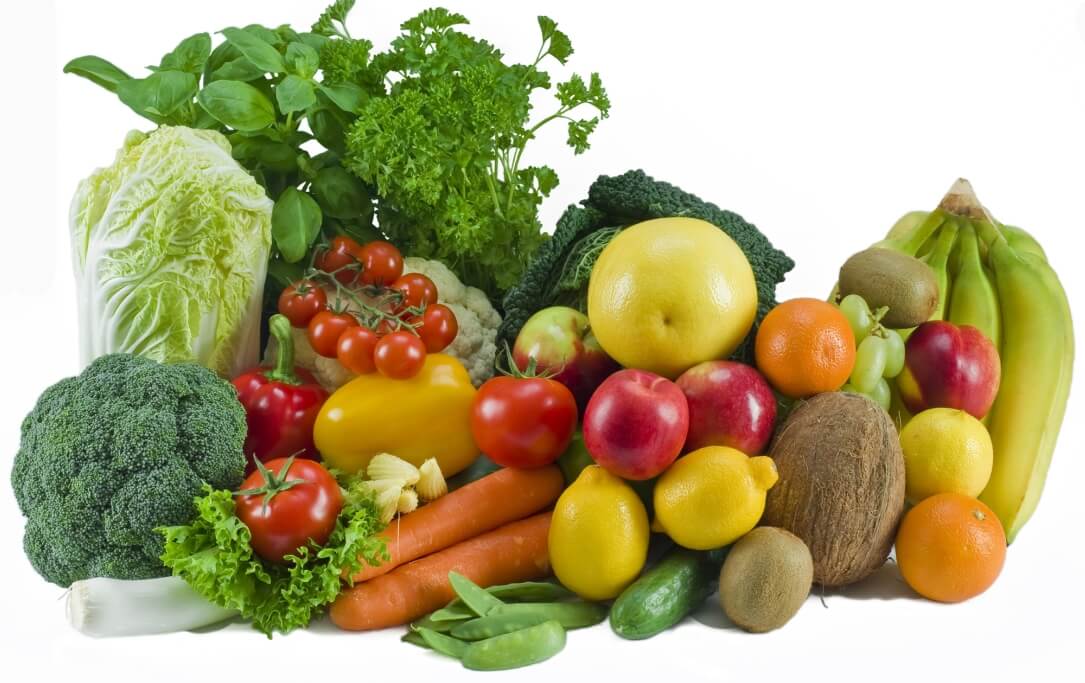 Fresh assorted fruits and vegetables